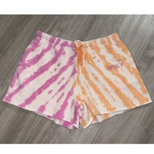 WSLY Helio Cantaloupe Tie Dye Sweat Shorts Pink Orange Small BW202049